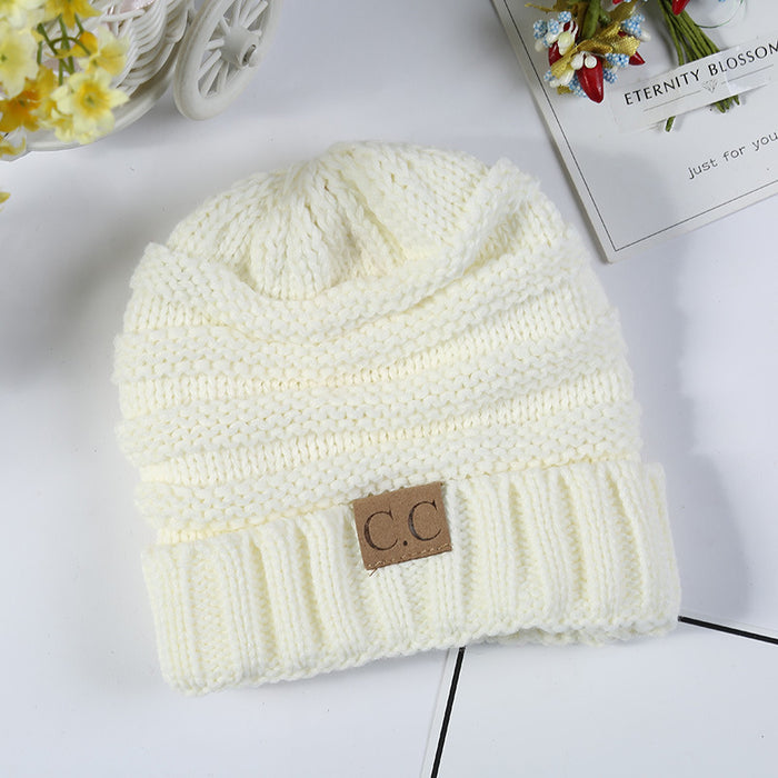 Wholesale Autumn and Winter Children's C Label Can Be Labeled with Versatile Yarn Edge Knitted Cap JDC-FH-HengYu005