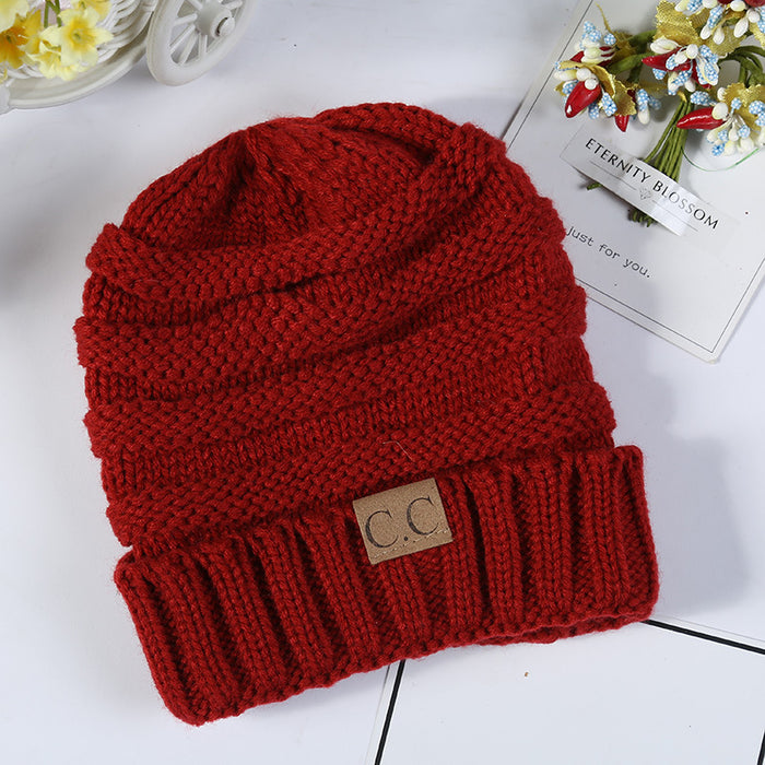 Wholesale Autumn and Winter Children's C Label Can Be Labeled with Versatile Yarn Edge Knitted Cap JDC-FH-HengYu005