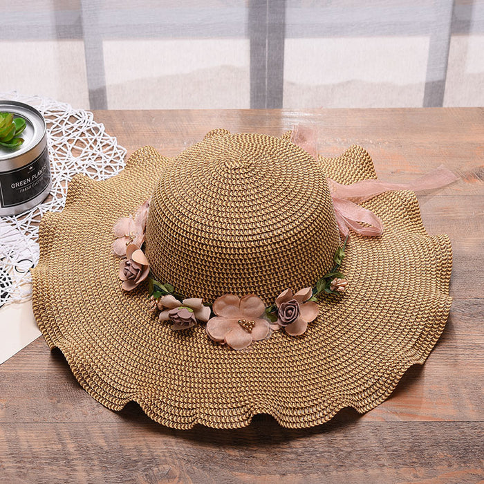 Wholesale New Hat Flower Sunshade Hat Outdoor Sunshade Hat Sunscreen Grass Hat