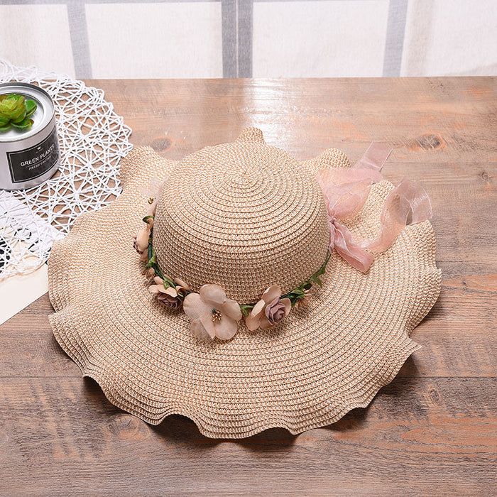 Wholesale New Hat Flower Sunshade Hat Outdoor Sunshade Hat Sunscreen Grass Hat