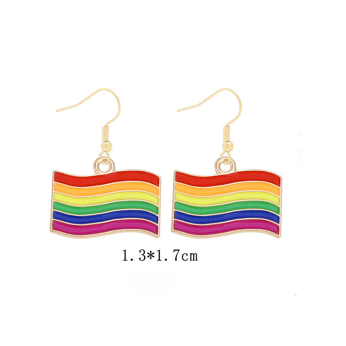 Wholesale 5pcs Rainbow Festival Love Zinc Alloy Valentine's Day Earrings JDC-ES-BingLi001