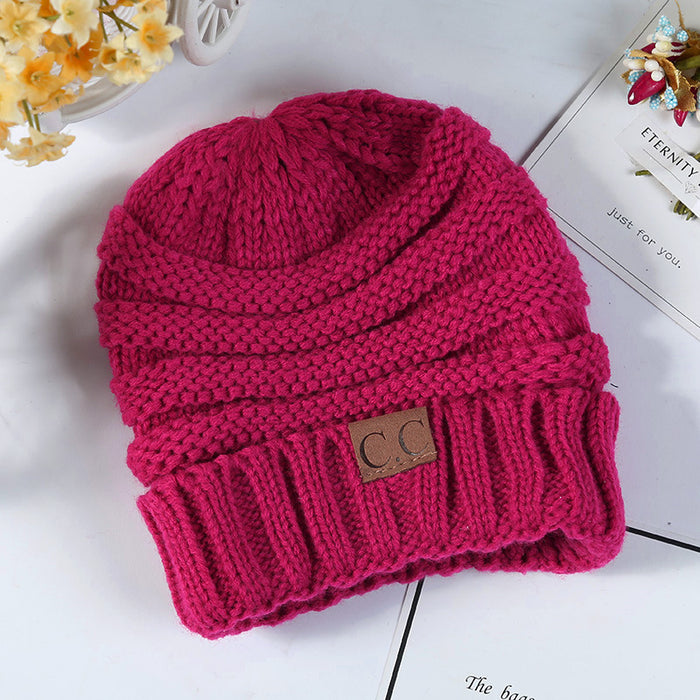 Wholesale Autumn and Winter Children's C Label Can Be Labeled with Versatile Yarn Edge Knitted Cap JDC-FH-HengYu005