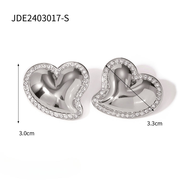 Wholesale 18k Gold Stainless Steel Glossy Crooked Heart Shaped Earrings JDC-ES-JD348