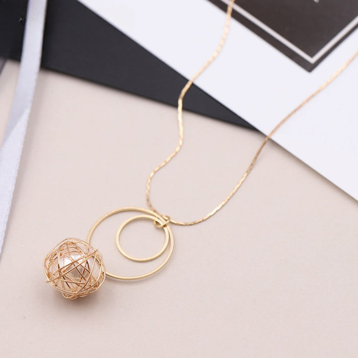 Wholesale Hollow Metal Ball Bag Long Necklace JDC-NE-YaXue005