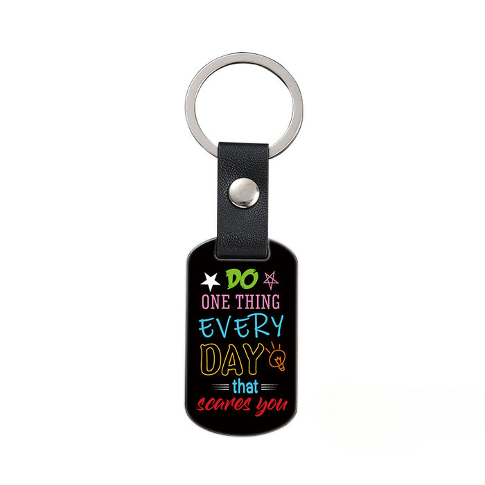 Wholesale Inspirational Positive Color Printing Leather Buckle Metal Keychains JDC-KC-GangGu052