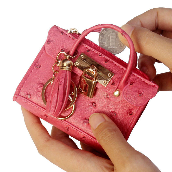 Wholesale Fashion Tassel Handheld Zero Wallet Ostrich Pattern Keybag Mini Handbag JDC-WT-QW005