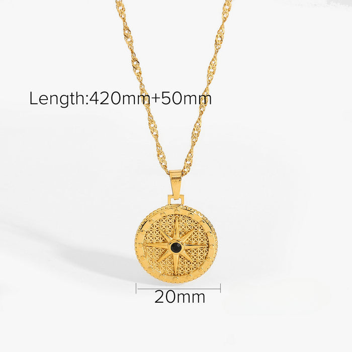 Wholesale Stainless Steel Eight-pointed Star Zircon Necklace JDC-NE-JD412