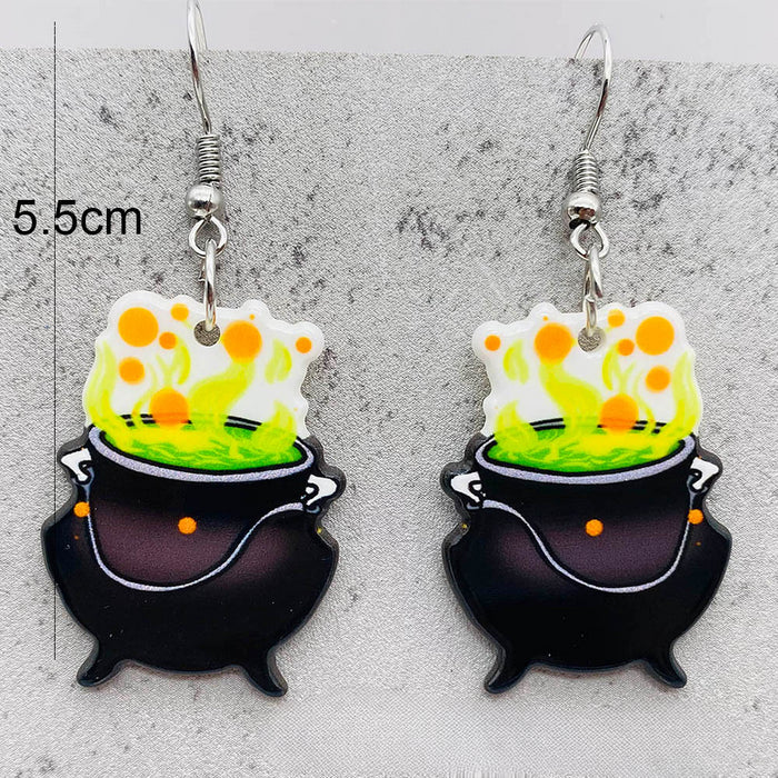 Wholesale Halloween Pumpkin Ghost Magic Frog Boiler Tarot Acrylic Earrings JDC-ES-Chengy044