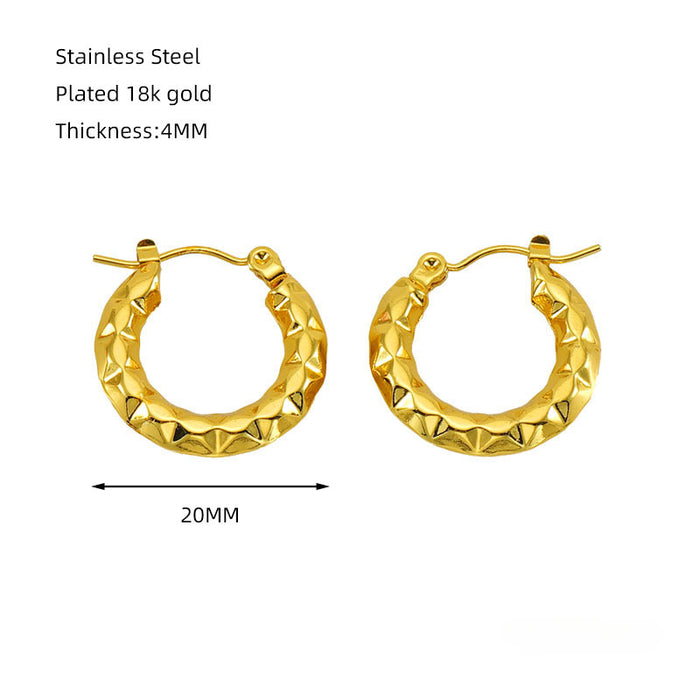 Wholesale Titanium Steel Geometric 18K Gold Plated Earrings JDC-ES-ZhongYao006