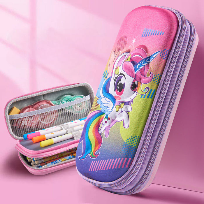 Wholesale 3D Children Cartoon Large Capacity Leather Pencil Case JDC-PC-QQBB005