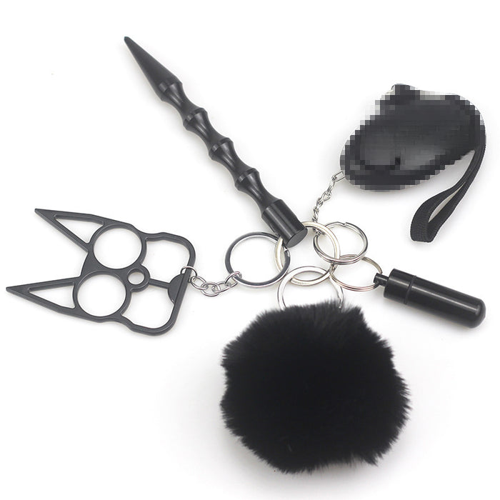 Wholesale Hair Ball Multifunctional Alloy Keychain 5-piece Set JDC-KC-TouMS068