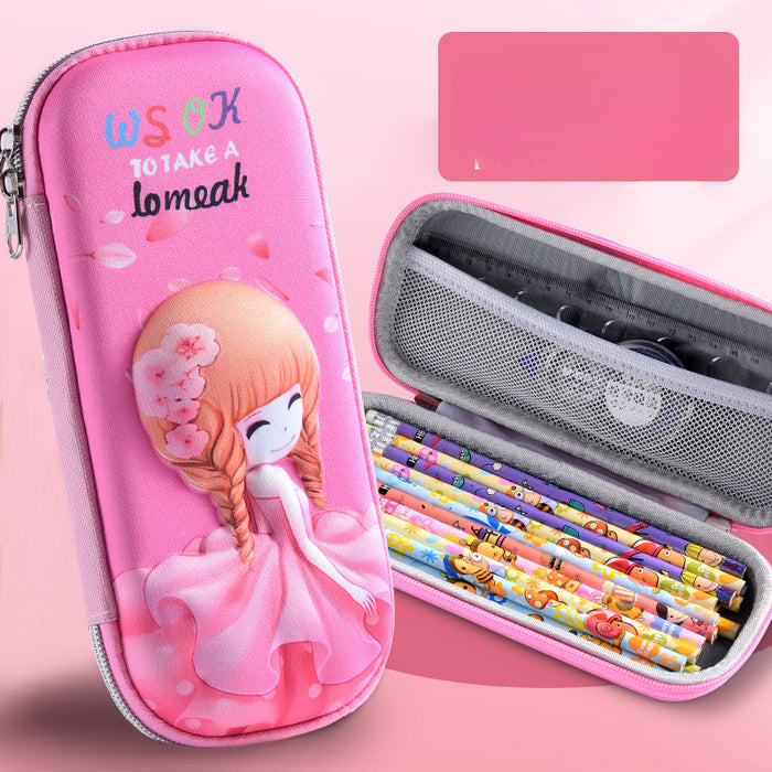 Wholesale 3D Children Cartoon Large Capacity Leather Pencil Case JDC-PC-QQBB004