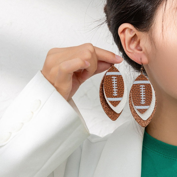 Wholesale Rugby Leopard Leaves Leather Earrings JDC-ES-YiTian013