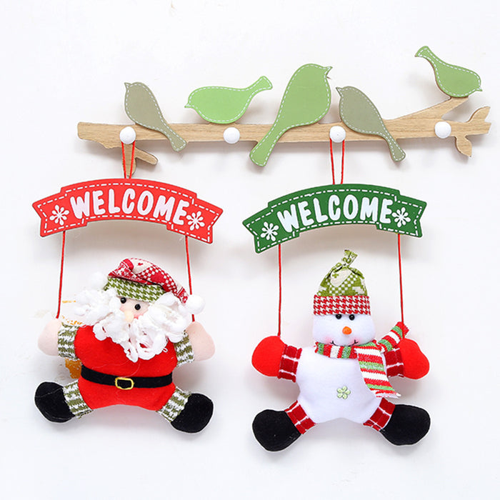 Wholesale Christmas Decorations Cute Christmas Tree Three-Dimensional Pendant Door Sign  Snowman Wooden