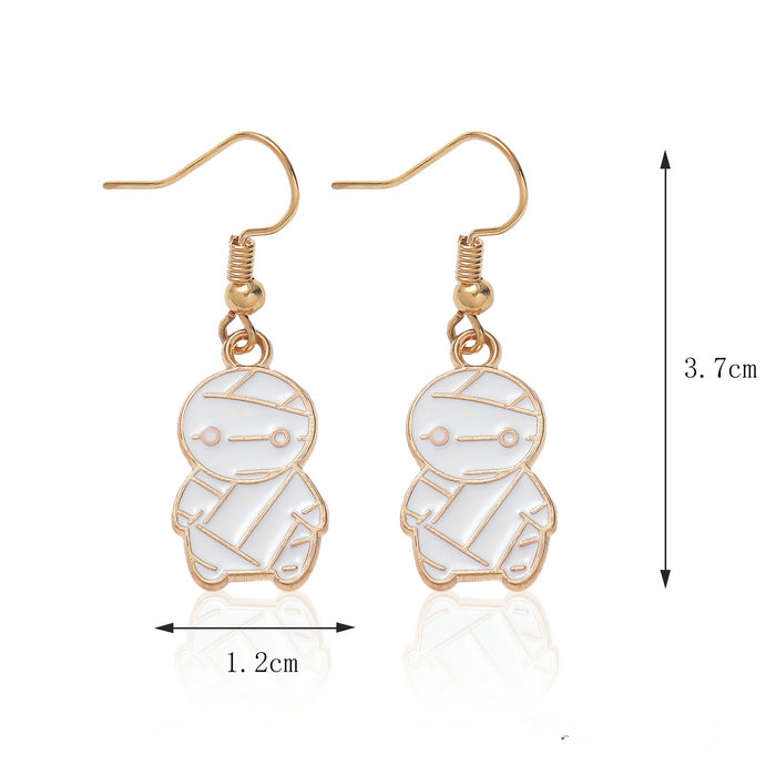 Wholesale Halloween Series Bat Ghost Pumpkin Oil Drop Alloy Earrings JDC-ES-LiRan002