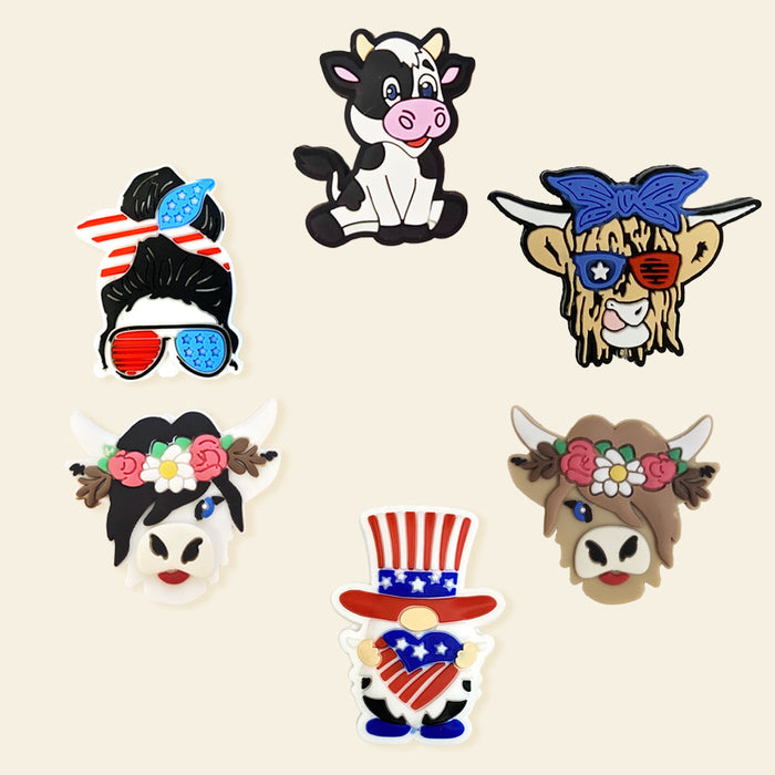 Wholesale 10pcs/20pcs Cartoon Cow Pattern Silicone Focal Beads JDC-BDS-NaiSi005