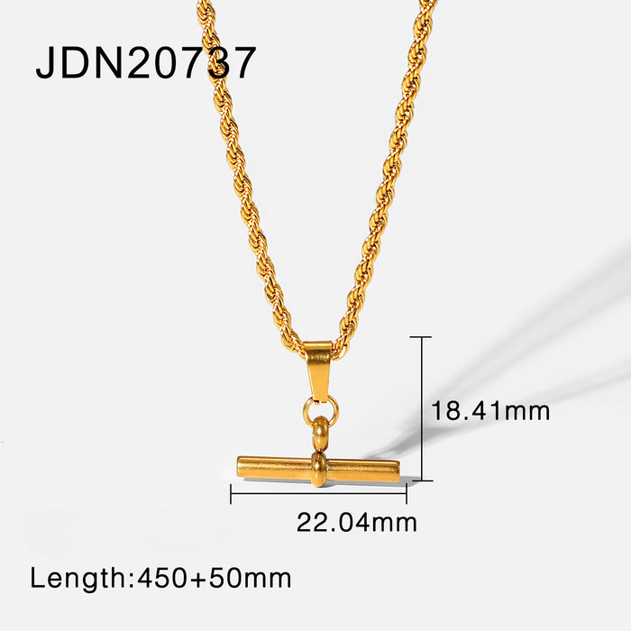 Wholesale 18K Gold Stainless Steel T Bar Pendant Necklace JDC-NE-JD405