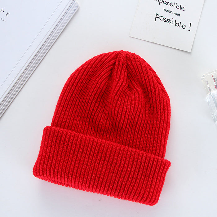 Wholesale Round Top Knitted Hat Curled Brim Wool Hat JDC-FH-HXL004