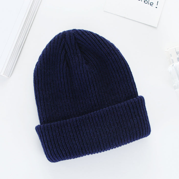 Wholesale Round Top Knitted Hat Curled Brim Wool Hat JDC-FH-HXL004