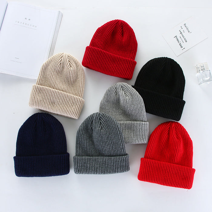 Wholesale Round Top Knitted Hat Curled Brim Wool Hat JDC-FH-HXL004