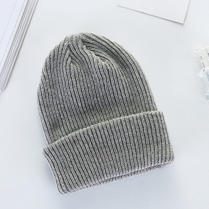 Wholesale Round Top Knitted Hat Curled Brim Wool Hat JDC-FH-HXL004