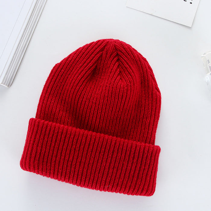 Wholesale Round Top Knitted Hat Curled Brim Wool Hat JDC-FH-HXL004