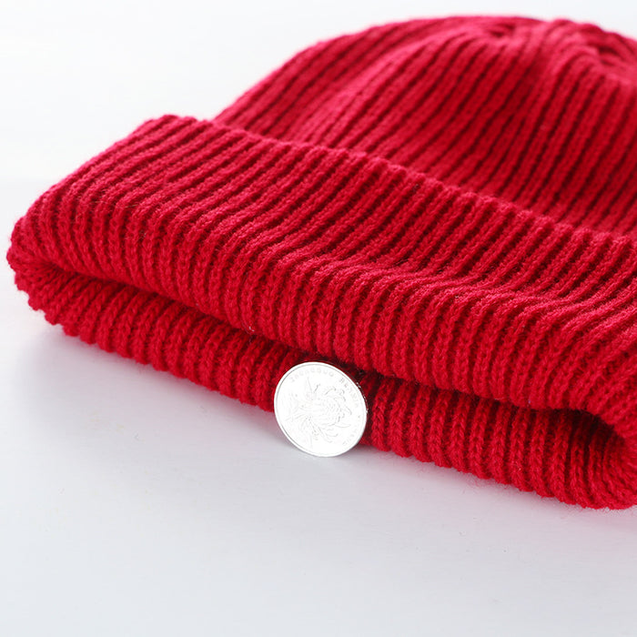 Wholesale Round Top Knitted Hat Curled Brim Wool Hat JDC-FH-HXL004