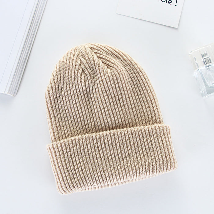 Wholesale Round Top Knitted Hat Curled Brim Wool Hat JDC-FH-HXL004