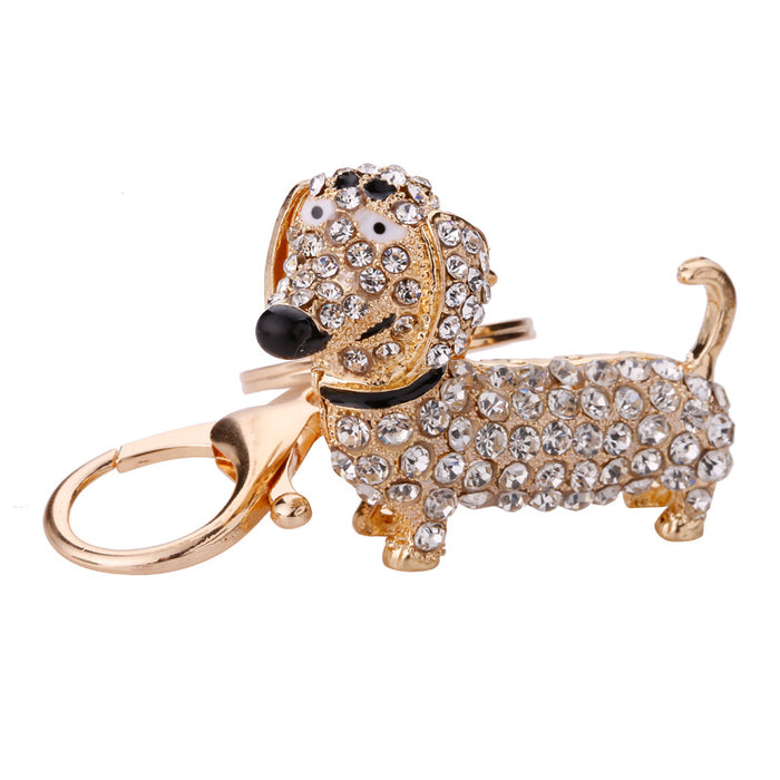 Wholesale Diamond Popular Puppy Dachshund Keychain JDC-KC-DX001