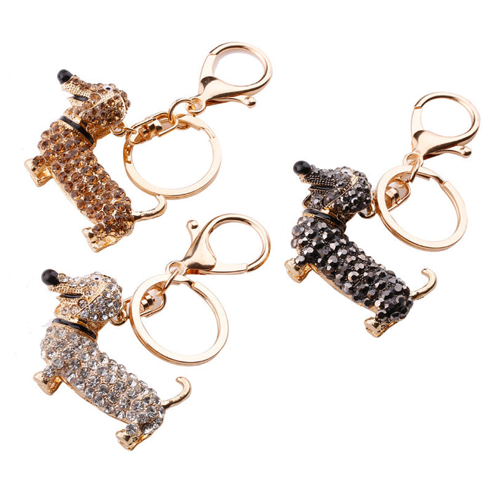 Wholesale Diamond Popular Puppy Dachshund Keychain JDC-KC-DX001