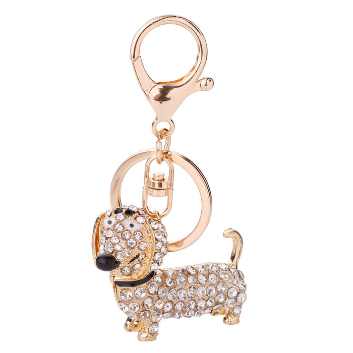 Wholesale Diamond Popular Puppy Dachshund Keychain JDC-KC-DX001