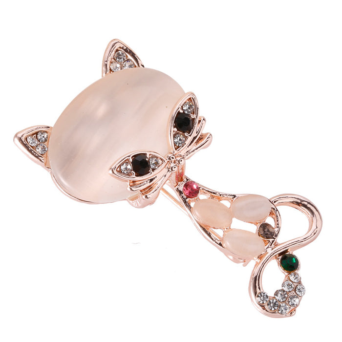 Wholesale Diamond Cat's Eye Fox Brooch Wholesale JDC-BC-DX001