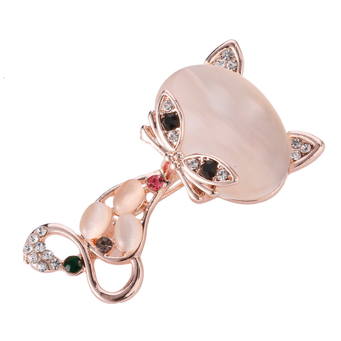 Wholesale Diamond Cat's Eye Fox Brooch Wholesale JDC-BC-DX001