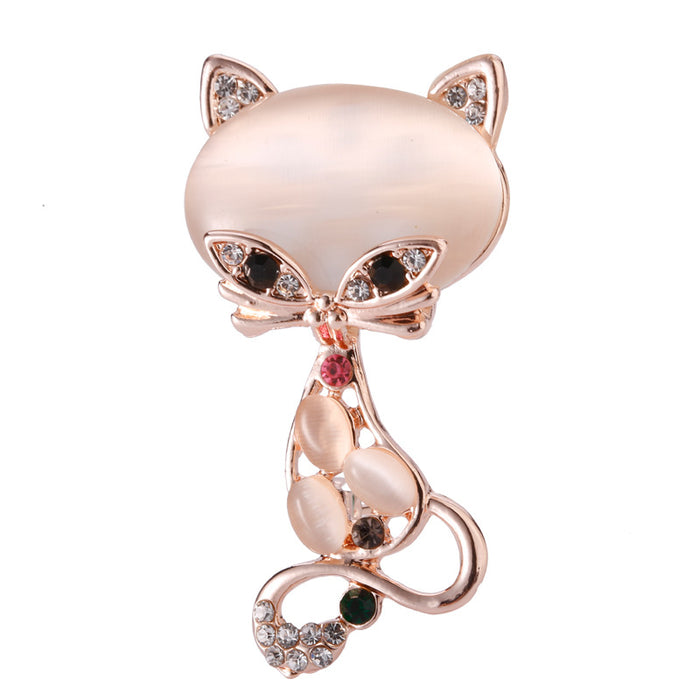 Wholesale Diamond Cat's Eye Fox Brooch Wholesale JDC-BC-DX001