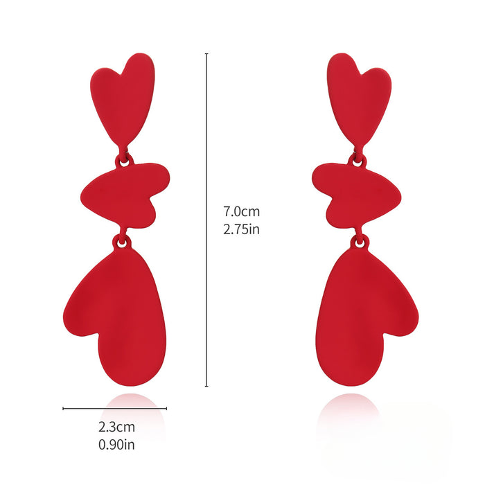 Wholesale Red Geometric Heart Earrings Oil Drop Multi-color Irregular Alloy Earrings JDC-ES-KenJie002