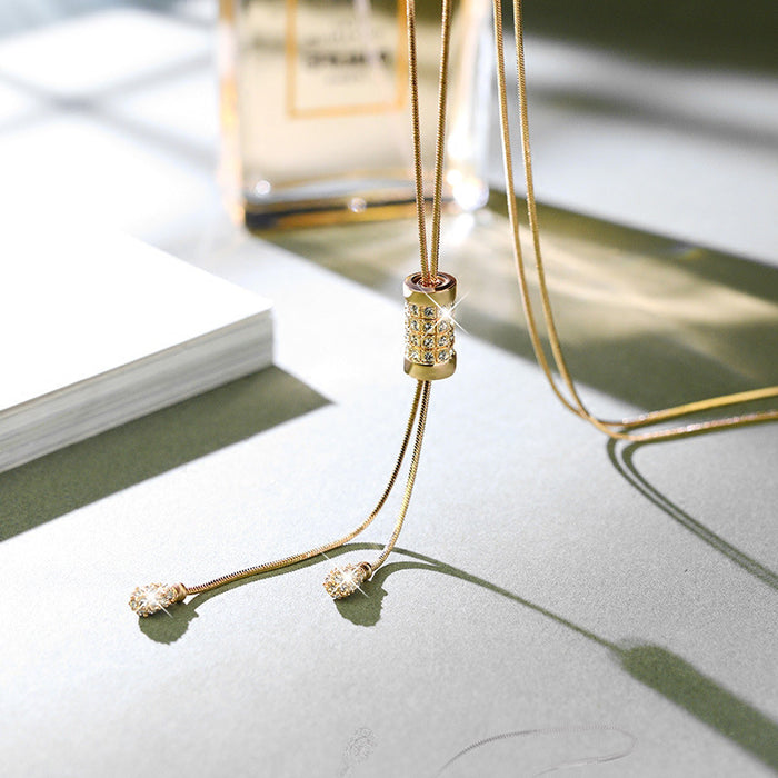 Wholesale Chain Diamond Roller Pendant Necklace Women's Clothes Joker Accessories