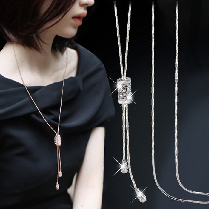 Wholesale Chain Diamond Roller Pendant Necklace Women's Clothes Joker Accessories