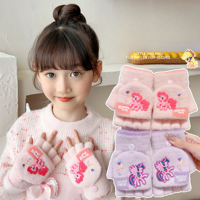 Wholesale New Children's Gloves Winter Plus Velvet Thickened Half Finger Gloves Winter Warm Artifact My Little Pony JDC-GS-Zaix003