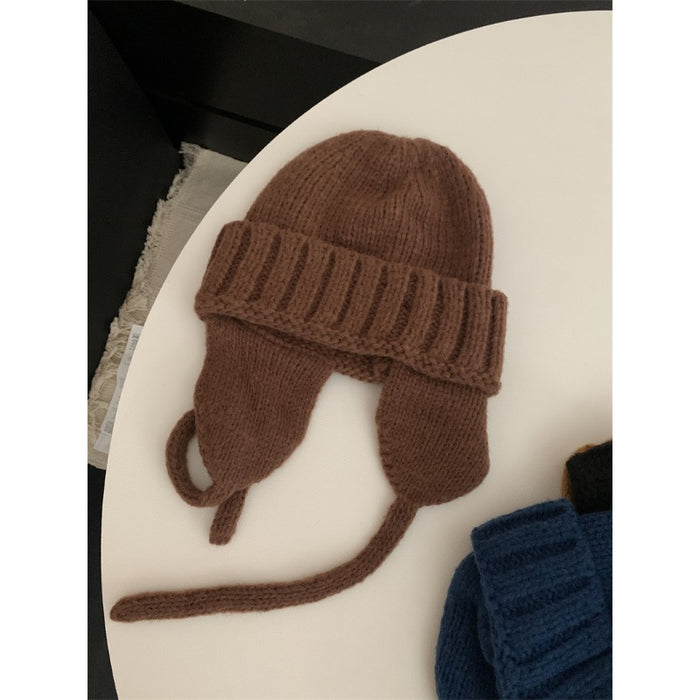 Wholesale Cotton Solid Color Ear Protection Knitted Yarn Cap JDC-FH-Qiany002