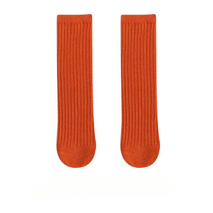 Wholesale of New Double Needle Long Socks for Boys and Girls in Spring and Autumn Solid Color Breathable Cotton Baby Socks for Girls JDC-SK-SL008