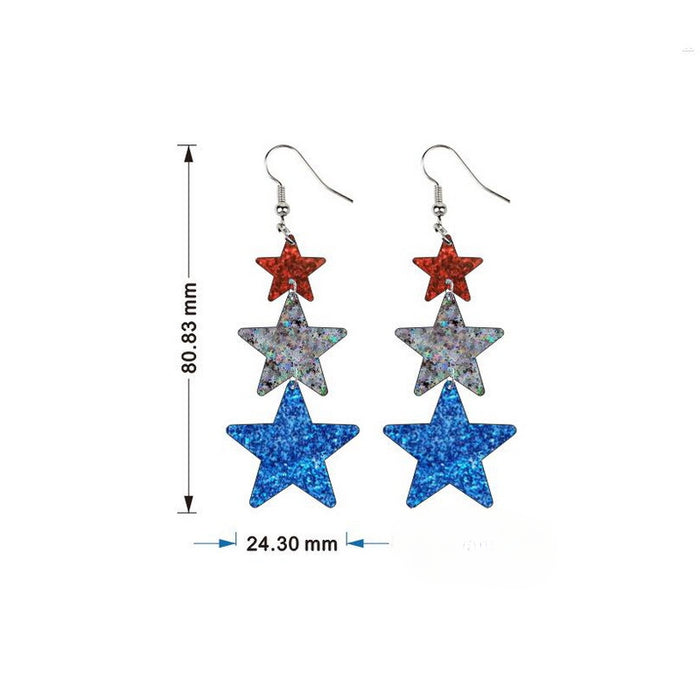 Wholesale American Independence Day Red White and Blue Striped Acrylic Earrings JDC-ES-XuePa001