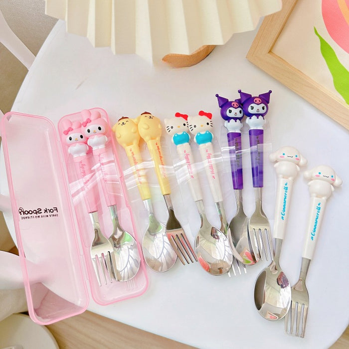 Wholesale Children's Stainless Steel Portable Tableware Set with Silicone Handle JDC-SN-CXR001