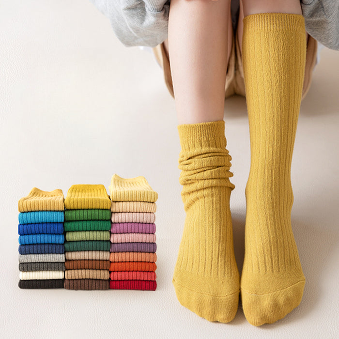 Wholesale of New Double Needle Long Socks for Boys and Girls in Spring and Autumn Solid Color Breathable Cotton Baby Socks for Girls JDC-SK-SL008
