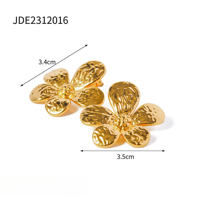 Wholesale 18k Gold Stainless Steel Flower Earrings JDC-ES-JD355