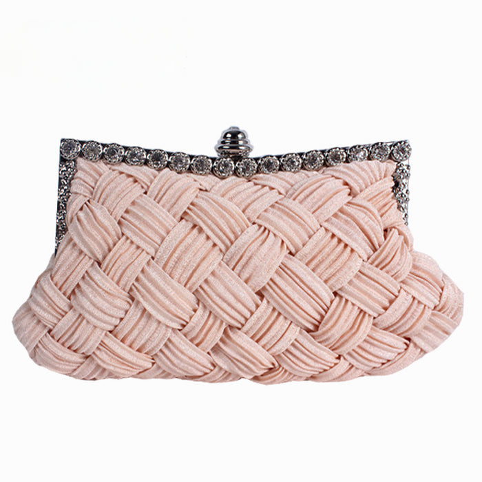 Wholesale Satin Woven Bag Rhinestone Evening Bag JDC-HD-ShengTian004