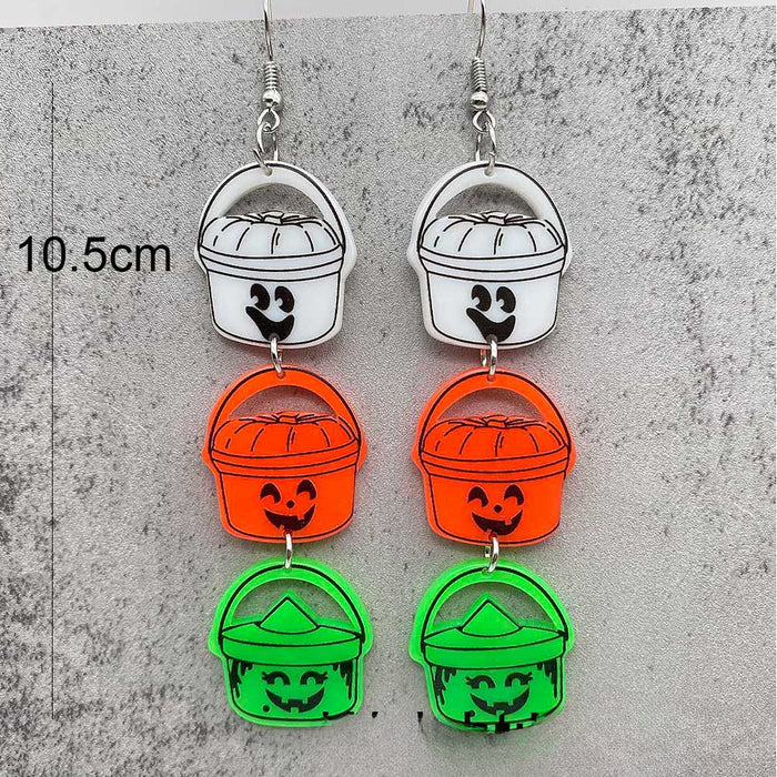 Wholesale Halloween Cowboy Ghost Face Acrylic Earrings JDC-ES-Chengy041