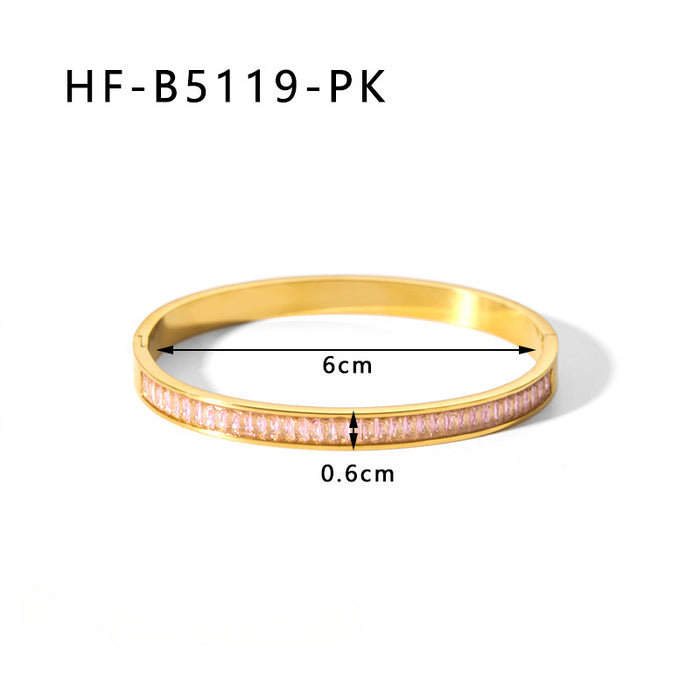 Wholesale Stainless Steel 18k Gold Plated Circle Inlaid Zircon Diamond Bracelet JDC-BT-XiongYue002