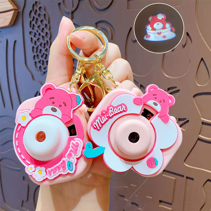 Wholesale Cute Cartoon Strawberry Bear Projection Camera PVC Keychain ...