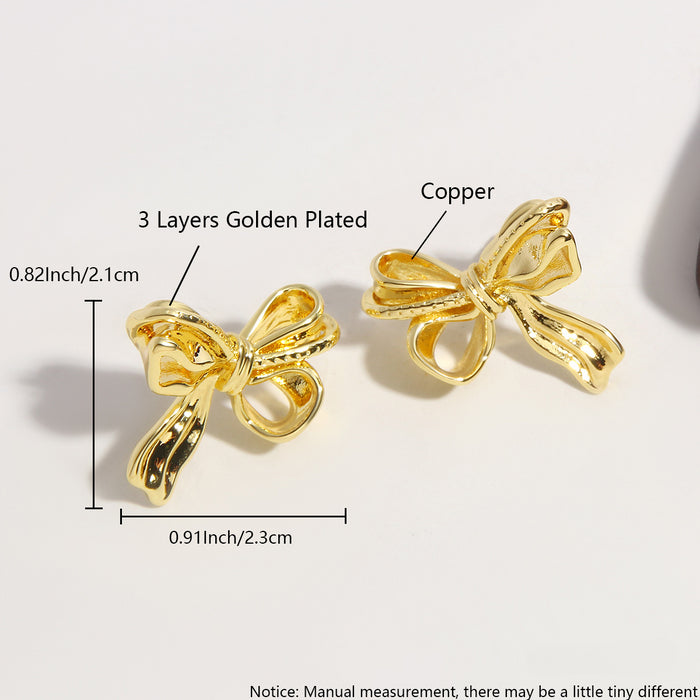 Wholesale Copper Gold Plated Irregular Bowknot Earrings JDC-ES-BaiTian016