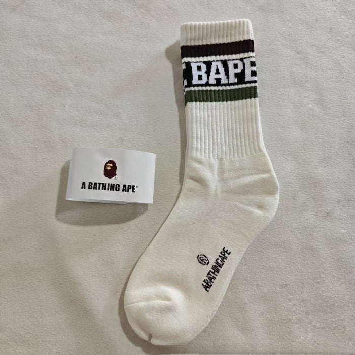 Wholesale Cotton Bape Ape Head Letter Striped Thick High Socks JDC-SK-Kuos003